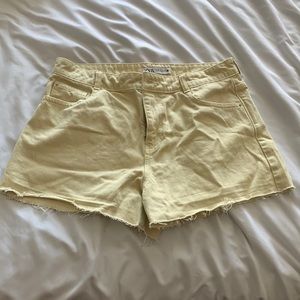 Yellow high rise Zara jean shorts
